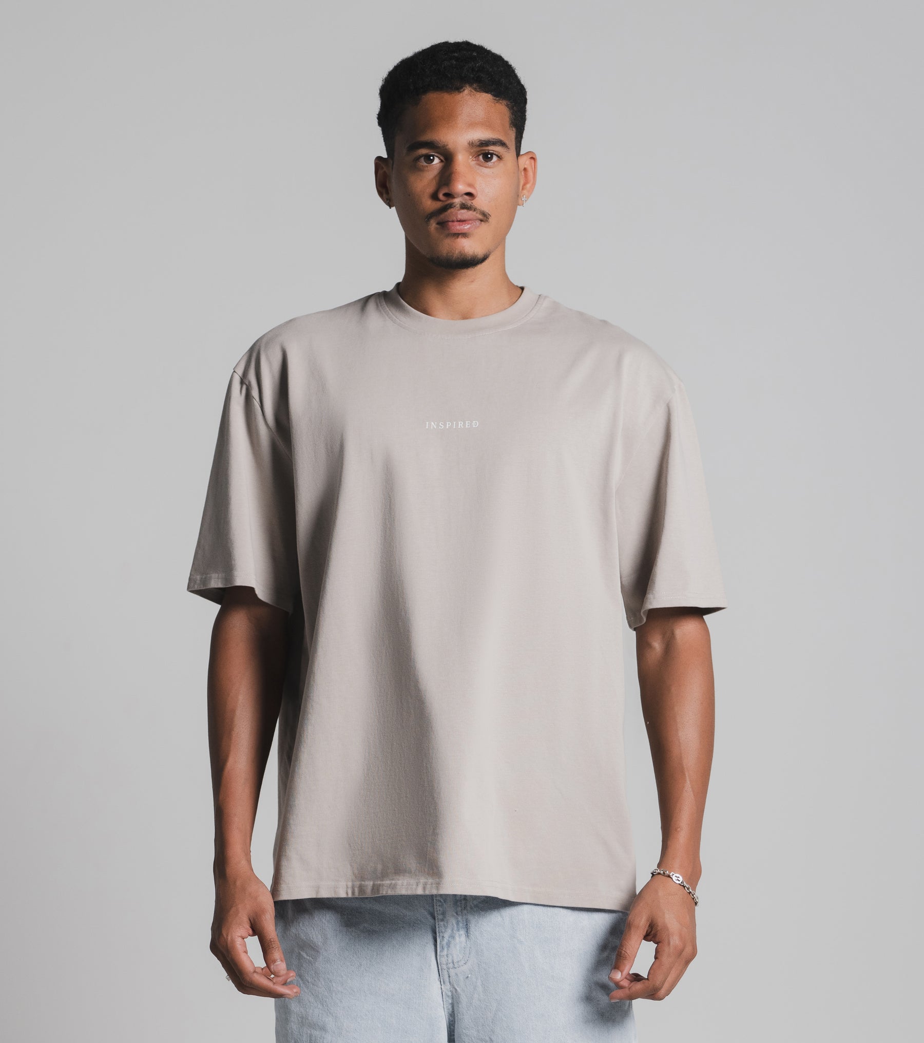 Stone Beige – Minimal Front Mark (White)