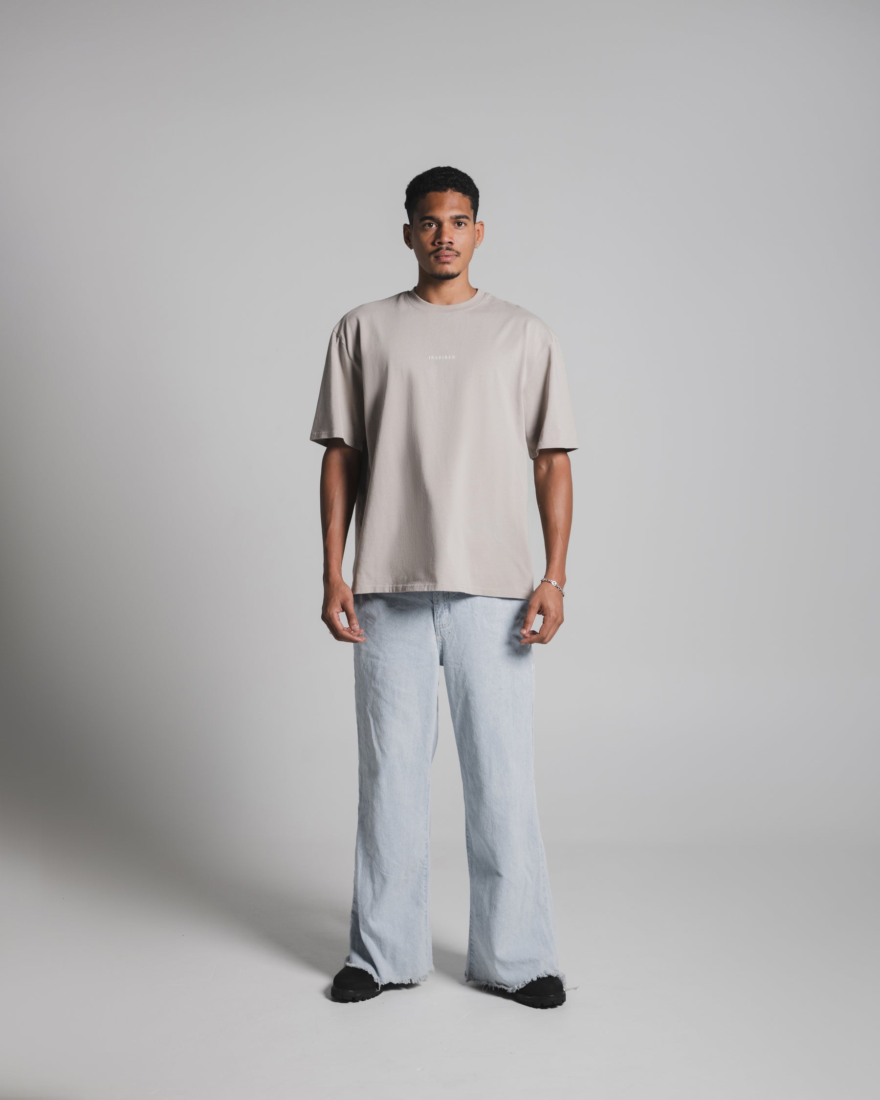 Stone Beige – Minimal Front Mark (White)