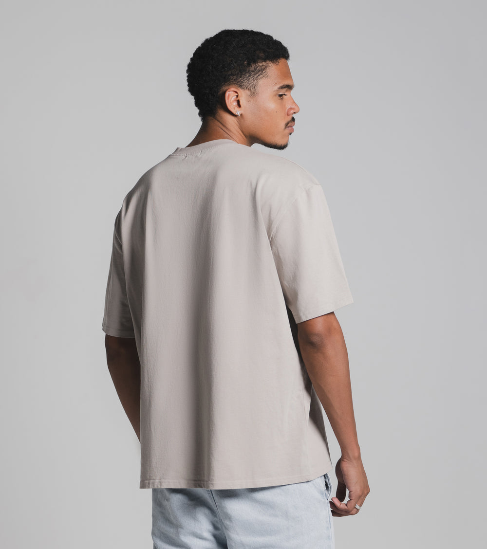 Stone Beige – Minimal Front Mark (White)