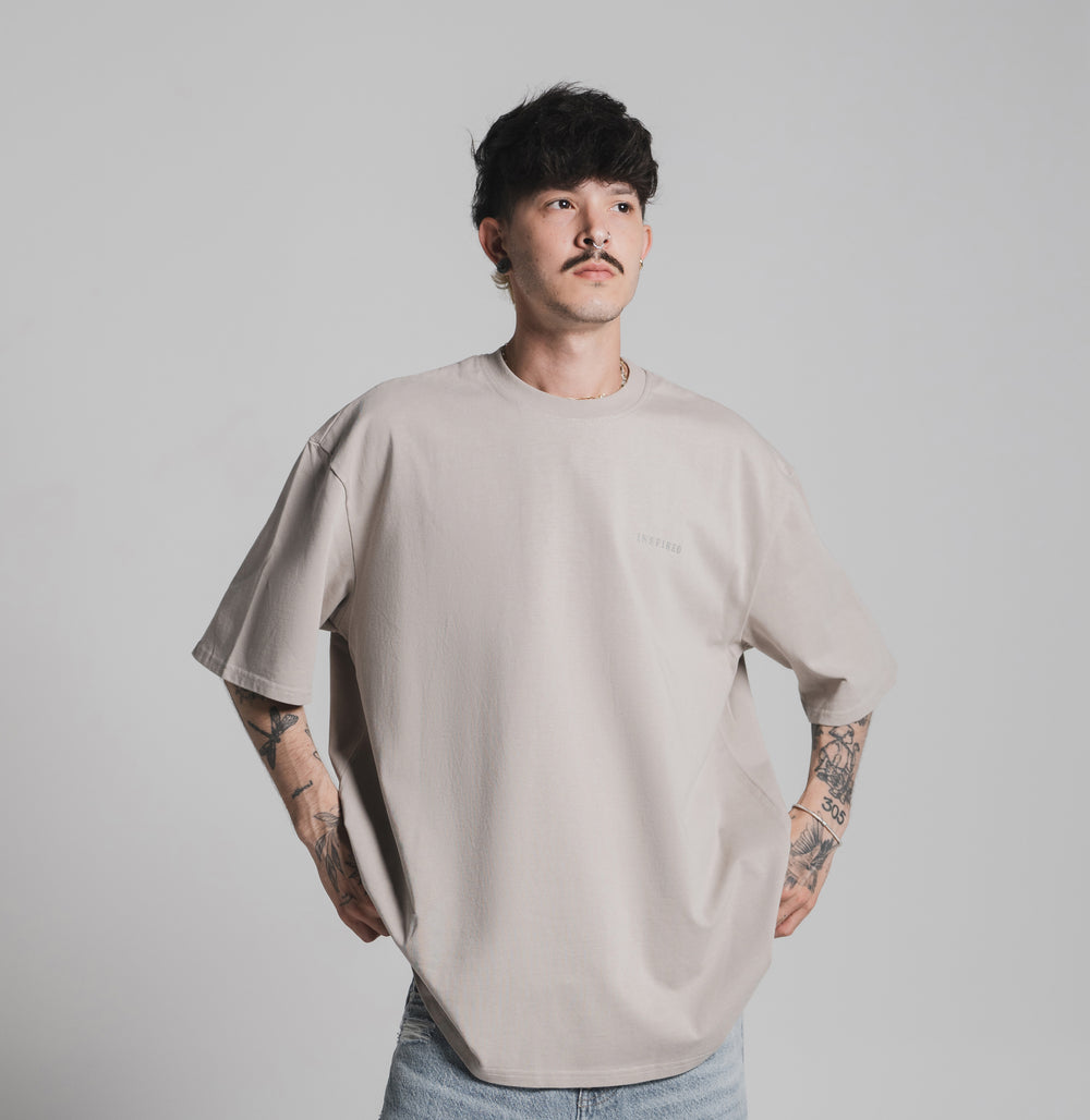 Stone Beige – Dual Statement Grey Logo