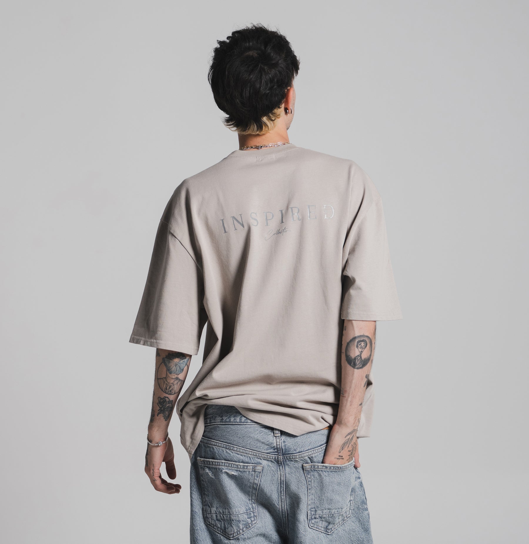 Stone Beige – Dual Statement Grey Logo