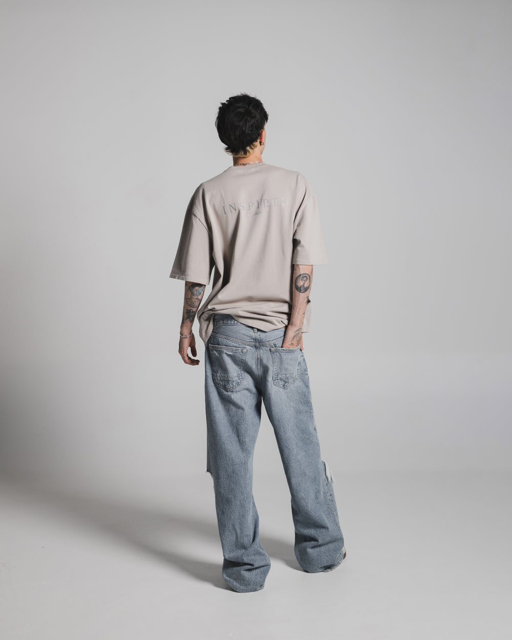 Stone Beige – Dual Statement Grey Logo