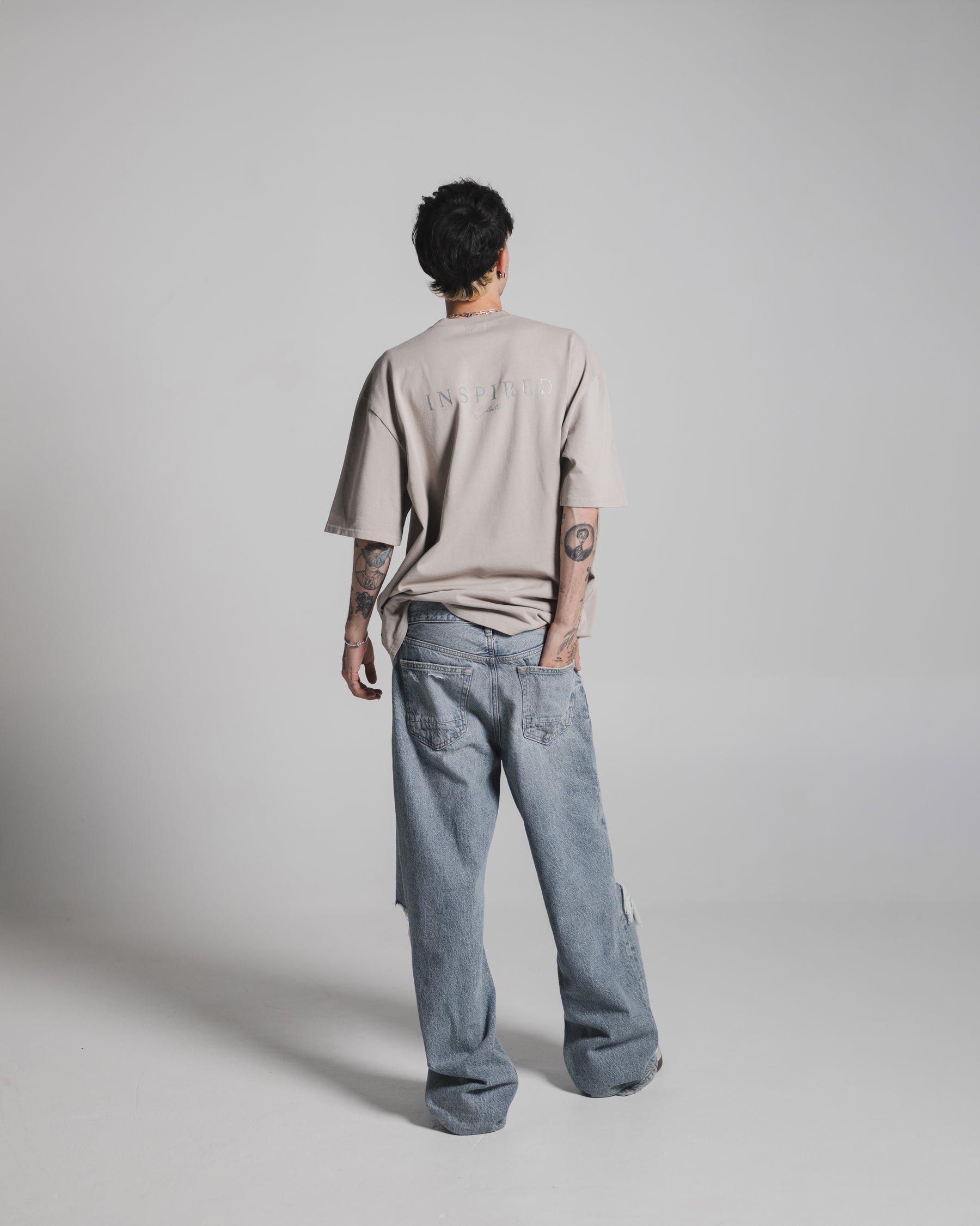 Stone Beige – Dual Statement Grey Logo